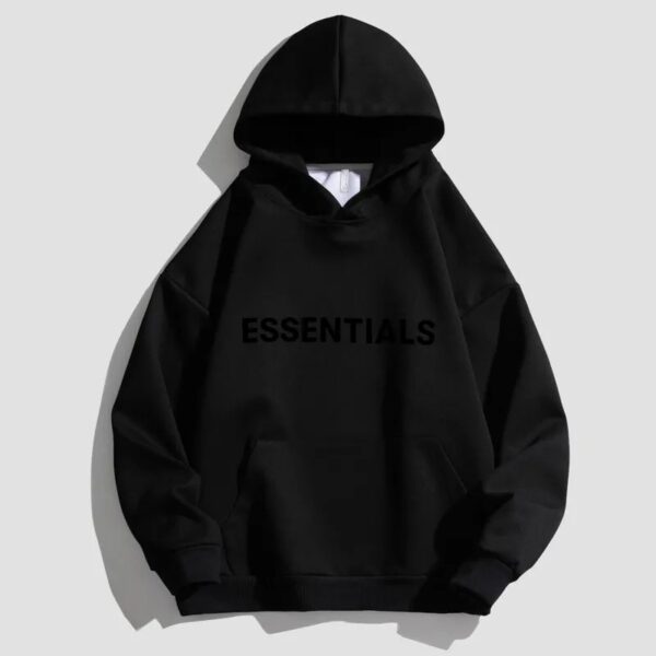 Black Text Essentials Hoodie
