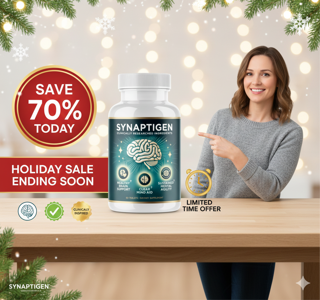 The Synaptigen Holiday Sale Ending Soon is creating a wave of excitement among people who want to support sharper thinking, better focus, and long-term brain wellness at an unbeatable price. Right now, for a limited time only, you can grab this advanced brain support supplement at a massive 70% discount directly from the Synaptigen Official Website, making this one of the most valuable holiday health offers available this season. Understanding Modern Brain Health Challenges In today’s fast-paced world, mental performance is under constant pressure. Long working hours, digital overload, stress, lack of sleep, and poor nutrition all take a toll on cognitive health. Over time, these factors may affect memory, concentration, and mental clarity. As people age, the brain’s natural ability to protect and repair itself can slow down. This is why many adults start looking for science-inspired nutritional support to maintain optimal brain function. A high-quality brain supplement can help bridge nutritional gaps while supporting neurotransmitters, circulation, and cellular energy in the brain. What Is Synaptigen? Synaptigen is a premium brain health supplement designed to support overall cognitive performance. It is formulated with carefully selected natural ingredients that aim to nourish brain cells, protect neural pathways, and promote balanced mental energy. Unlike temporary stimulants that may cause crashes, Synaptigen focuses on long-term brain wellness. It is created for individuals who want sustained mental clarity, improved focus, and support for memory retention as part of a healthy lifestyle. How Synaptigen Supports Brain Function Synaptigen works through a multi-support approach to cognitive health: 1. Supports Memory and Recall Certain nutrients in Synaptigen help support neurotransmitter activity, which plays a vital role in learning and memory formation. 2. Enhances Focus and Mental Clarity By supporting brain circulation and cellular energy, the formula may help improve concentration and reduce mental fog. 3. Promotes Stress Balance Mental stress can interfere with cognitive performance. Synaptigen includes ingredients known for supporting calmness and balanced brain activity. 4. Protects Brain Cells Antioxidant-rich components help defend brain cells from oxidative stress caused by aging and environmental factors. Why Brain Supplements Matter During the Holidays The holiday season is joyful, but it can also be mentally exhausting. Between travel planning, social commitments, work deadlines, and family responsibilities, mental fatigue is common. This is exactly why many people choose to invest in brain support during the holidays. A quality supplement can help maintain clarity, improve productivity, and support a positive mindset during busy times. Key Benefits You May Experience with Synaptigen While individual results may vary, consistent use of Synaptigen may support: Improved mental alertness Better focus during work or study Enhanced memory support Reduced mental fatigue Long-term cognitive wellness These benefits make Synaptigen suitable for professionals, students, entrepreneurs, and adults looking to stay mentally sharp. Clean Formula and Quality Standards Synaptigen is manufactured in facilities that follow strict quality guidelines. The formula is designed to be: Non-GMO Free from harmful stimulants Made with natural, research-backed ingredients Suitable for daily use This focus on quality ensures users receive reliable brain support without unnecessary additives. How to Use Synaptigen for Best Results For optimal benefits, Synaptigen should be taken consistently as directed on the label. Brain health supplements work best when combined with healthy lifestyle habits such as: Getting adequate sleep Staying hydrated Eating nutrient-rich foods Managing stress Engaging in mental activities Consistency is key, as cognitive support builds gradually over time. Why This 70% Holiday Discount Matters High-quality brain supplements are often a long-term investment. The current 70% holiday discount significantly reduces the cost, making it easier to commit to a full supply without stretching your budget. This limited-time price drop allows you to stock up for months ahead, ensuring uninterrupted brain support well into the new year. Who Should Consider Synaptigen? Synaptigen may be a good option for: Adults experiencing mental fatigue Professionals who need sustained focus Students preparing for exams Entrepreneurs managing high workloads Anyone interested in proactive brain health support It is designed for everyday cognitive wellness rather than short-term stimulation. Safety and Peace of Mind Synaptigen is formulated with safety in mind. The ingredients are selected for their compatibility with daily use, and the supplement is produced under controlled manufacturing conditions. As with any supplement, individuals with medical conditions or those taking medications should consult a healthcare professional before use. Limited-Time Offer: Act Before It Ends Holiday sales do not last forever. Once this special offer ends, prices are expected to return to normal. Missing out could mean paying significantly more later for the same premium formula. This discount is designed to reward early action and holiday shoppers who value both health and savings. Final Thoughts: A Smart Holiday Investment Taking care of your brain is one of the smartest investments you can make for your future. Mental clarity, focus, and memory affect nearly every aspect of daily life, from career performance to personal relationships. With this limited-time holiday promotion, Synaptigen becomes even more accessible. The combination of quality formulation, long-term cognitive support, and a massive 70% discount makes this offer hard to ignore. If you’ve been waiting for the right moment to support your brain health or to restock your favorite cognitive supplement, now is the time to act before the holiday deal disappears